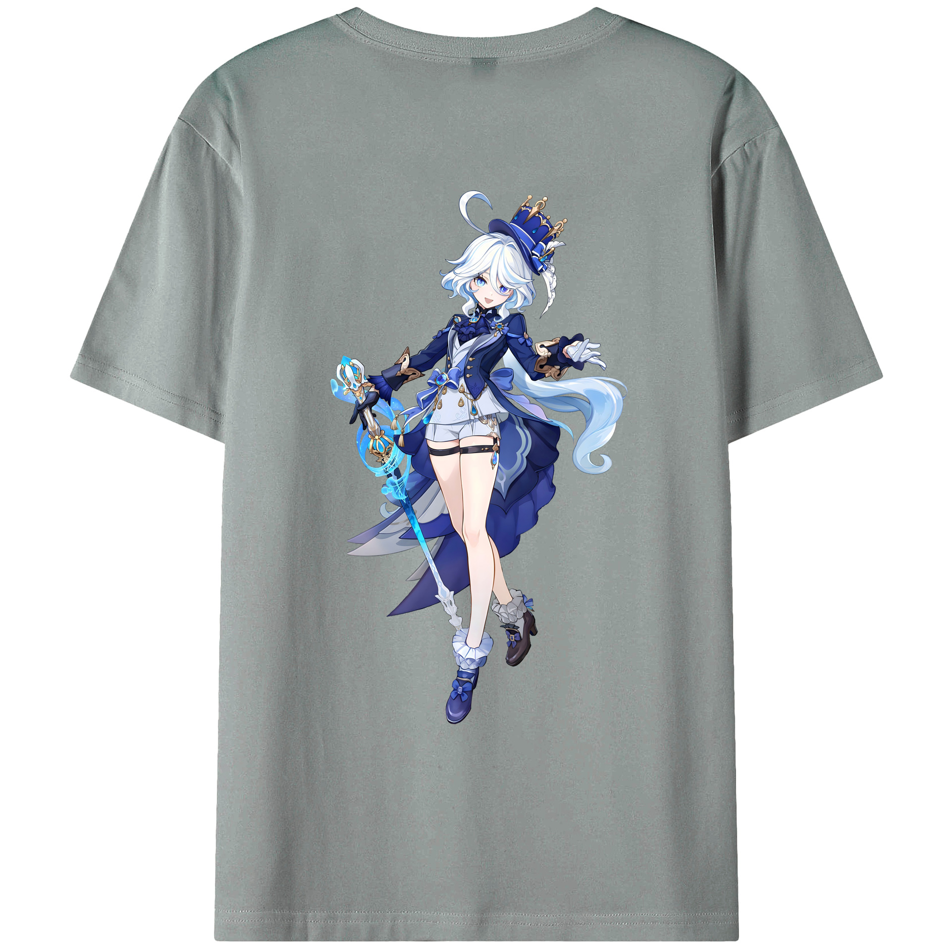 げんし神 フリーナ genshin Furina 綿100％ メンズ半袖Tシャツ（バックプリント） 通気性